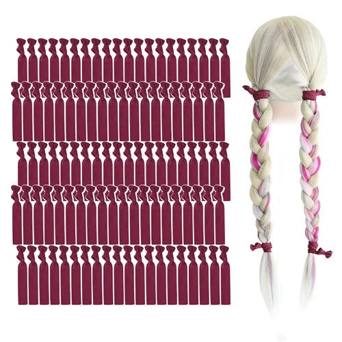 Vista 40 de MEEDEE Paquete de 100 lazos para el cabello, color negro, sin pliegues, nudos suaves para mujeres, sin daño, adecuado para colas de caballo, yoga