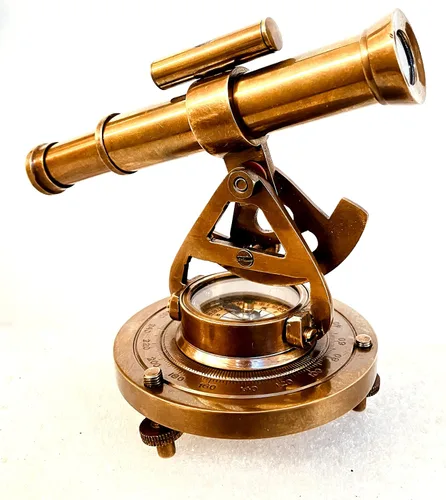 Vista 6 de Telescopio decorativo Alidade de latón de 4 pulgadas con brújula base regalos (4 pulgadas)