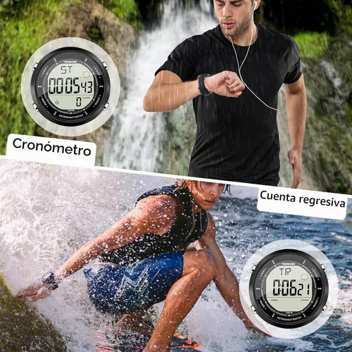 Vista 3 de Reloj de pulsera de natación y buceo de 10 ATM, resistente al agua, con múltiples funciones de reloj despertador, cronómetro, cuenta regresiva