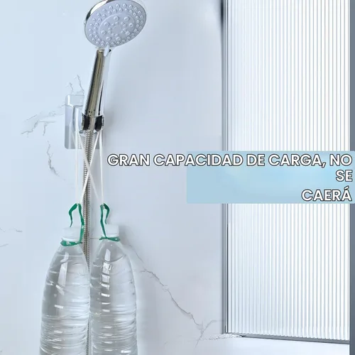 Vista 4 de Soporte para cabezal de ducha, adhesivo fuerte e impermeable, soporte de pared, soporte de cabezal de ducha de mano ajustable, sin taladrar y usar