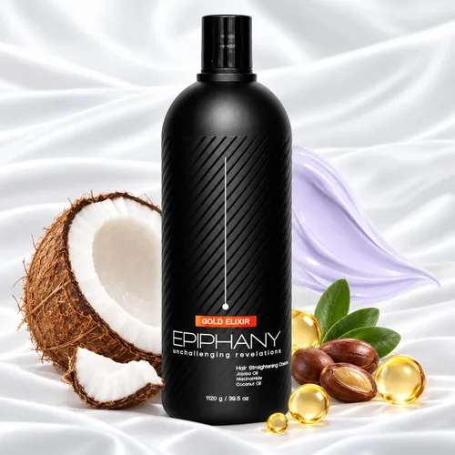 Vista 3 de Gold Elixir Epiphany - Crema alisadora para el cabello, 37.2 onzas líquidas, con aceite de argán, aceite de coco