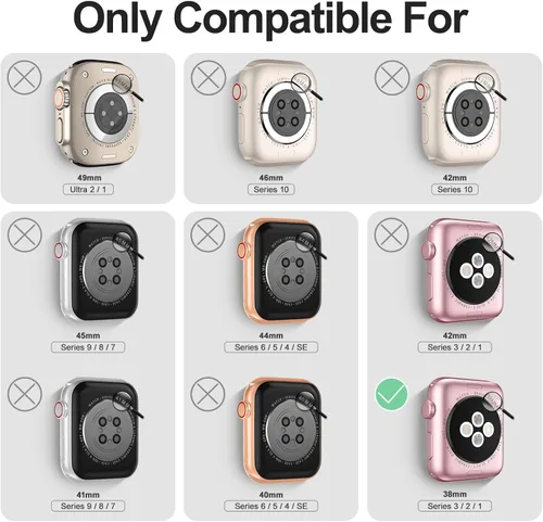 Vista 2 de DABAOZA Compatible con Apple Watch de 1.496 pulgadas con funda de parachoques con purpurina, correa ajustable de silicona negra, suave y cómoda