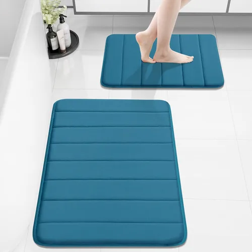 Vista 68 de Buganda Juego de 2 alfombras y tapetes de baño de espuma viscoelástica, lavables a máquina, suaves, antideslizantes, absorbentes, para baño, ducha