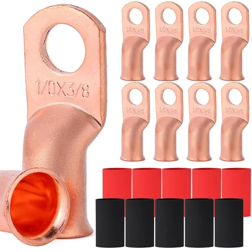 Vista 103 de TKDMR - Kit de 264 piezas de extremos de cable de batería, 132 piezas de terminales de anillo de lengüetas de cable de cobre resistentes AWG 8 6 4 2