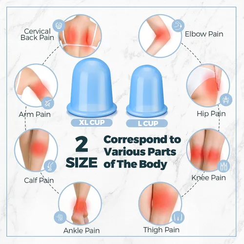 Vista 3 de TrelaCo Juego de 12 piezas de terapia de ventosas de 2 tamaños, kit de ventosas de silicona anticelulitis para terapia de masaje, juego de terapia