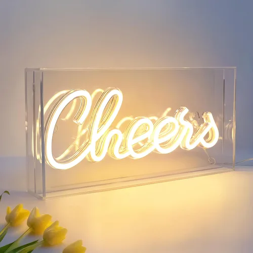 Vista 8 de Señal de Neón "Be Kind", Caja de Luz de Escritorio "Be Kind" de USB LED con Interruptor de ENCENDIDO/APAGADO, Letrero de Neón 3D Iluminado para be