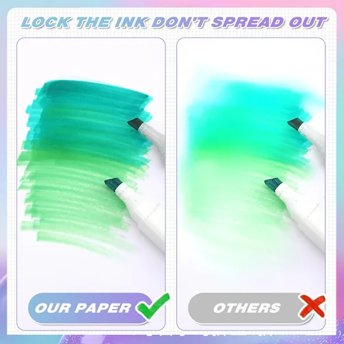 Vista 4 de Fulmoon 150 hojas de papel marcador a prueba de sangrado para marcador de alcohol, almohadilla de papel de dibujo para niños, artistas, estudiantes