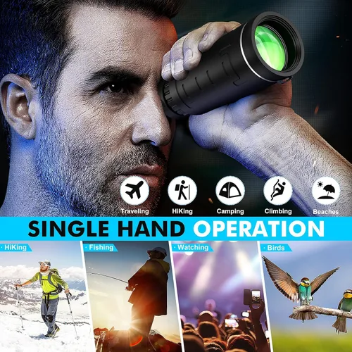 Vista 2 de Telescopio monocular de 40 x 60 con adaptador para teléfono inteligente y estuche para telescopio, monocular de alta potencia, monocular compacto