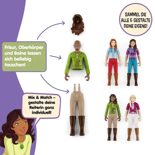 Vista 7 de Schleich Horse Club - Juego de 10 piezas de Sarah and Mystery - Juego de figuras de caballo y jinete con silla de montar y brida extraíbles, figura