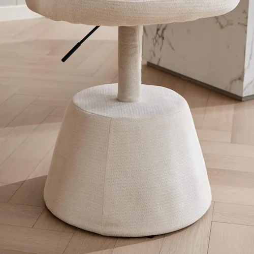 Vista 6 de Upholstered Swivel Bar Chair, Ergonomic Thick Padded Round Dining Chair Accent Vanity Chair Adjustable Height for Bedroom,Kitchen Island & Beige