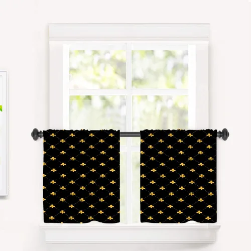 Vista 107 de Cortinas opacas de poliéster multicapa para cafetería, con diseño de diamantes, 2 unidades, 26 x 24 pulgadas