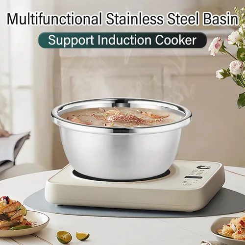 Vista 5 de Colador de Acero Inoxidable 304 de 2QT Colador Microporoso y Tazón de Mezcla para Cocina, Colador de Arroz con Cuenco de Lavado para Colar Pasta