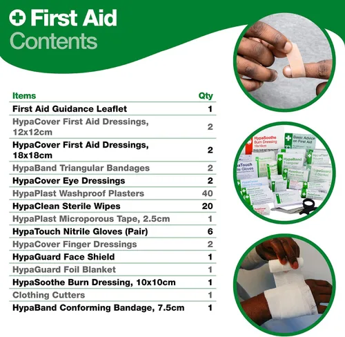 Vista 6 de Safety First Aid Kit de primeros auxilios de economía grupal BS 8599 obediente, pequeño totalmente abastecido Fully-Stocked Workplace Kit