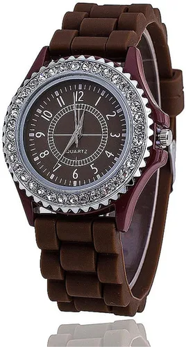 Vista 9 de Relojes al por mayor de las mujeres Pack Silicona Banda Señora Rhinestone Reloj de pulsera Negro