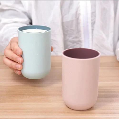 Vista 6 de Vaso de agua de plástico irrompible reutilizable, vasos con cepillo de dientes, vasos multicolor para niños y parejas (gris)