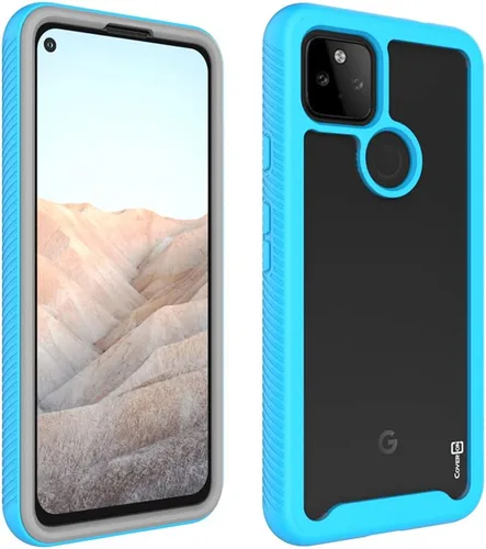 Vista 9 de CoverON Funda de cuerpo completo diseñada para Google Pixel 5a, transparente, resistente, antideslizante, color azul claro