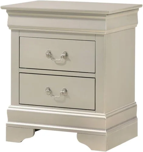 Vista 13 de Glory Furniture Louis Phillipe - Mesita de noche con 2 cajones, color negro