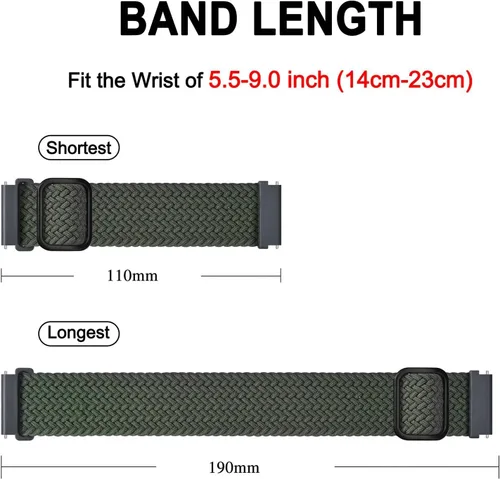 Vista 4 de BISONSTRAP Correas de reloj de nailon, correas trenzadas ajustables para hombres y mujeres, 0.630 in, 0.709 in, 0.748 in, 0.787 in, 0.866 in