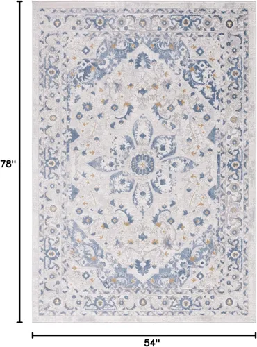 Vista 2 de SAFAVIEH Palma Collection - Alfombra decorativa de 4 pies 5 pulgadas x 6 pies 5 pulgadas, diseño de medallón floral, no desprende pelusa y de fácil
