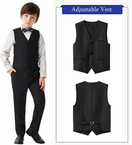 Vista 5 de MAGE MALE Conjunto de ropa de vestir formal de varios colores para niños, 3 piezas, ajuste ajustado