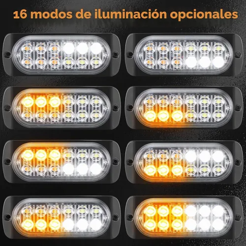 Vista 5 de Leelosp 14 piezas 12 luces estroboscópicas LED para camiones 12-24v ámbar