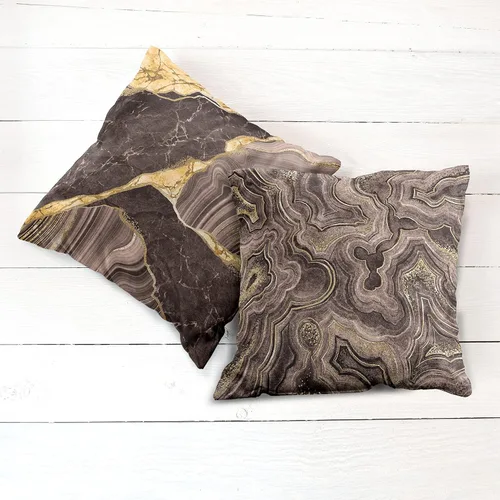 Vista 6 de Ambesonne Juego de 2 fundas de almohada decorativas con estampado de mármol, con temática de tonos terrosos, diseño abstracto moderno de piedra