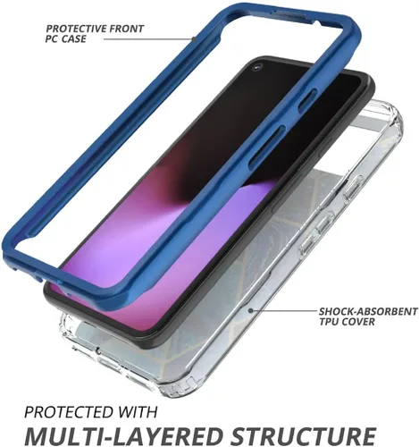 Vista 4 de Jeylly Funda para Google Pixel 5A (5G), diseño delgado de mármol, híbrido, absorción de impactos, TPU suave, policarbonato duro, con protector