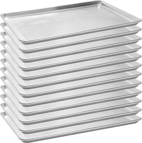 Vista 14 de Paquete de 6 bandejas para hornear de gran tamaño, bandeja de aluminio comercial para galletas, duradera y antiadherente, 15 x 21 pulgadas