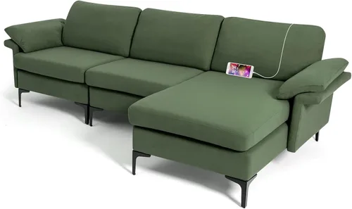Vista 24 de Giantex Juego de 2 sofás individuales, silla decorativa, con cómodo cojín de 5 pulgadas, reposabrazos con cremallera, patas de acero, sillón de sala