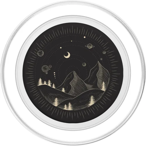 Vista 2 de Montañas con elementos celestiales Luna Planetas Estrellas Stellar PopSockets PopGrip para MagSafe