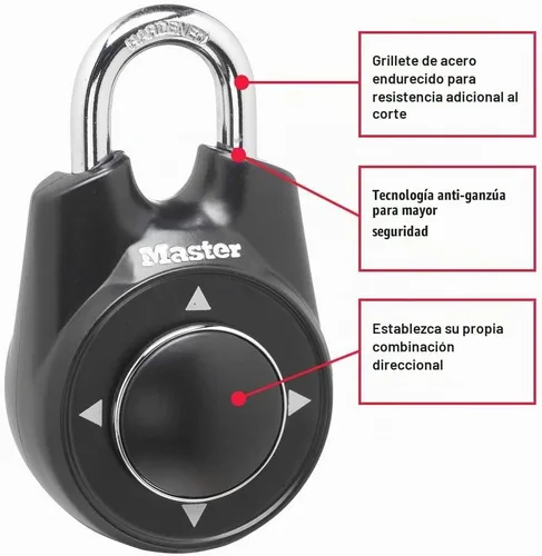 Vista 2 de Master Lock 1500iD Establece Tu Propio Candado de Combinación Direccional, Negro