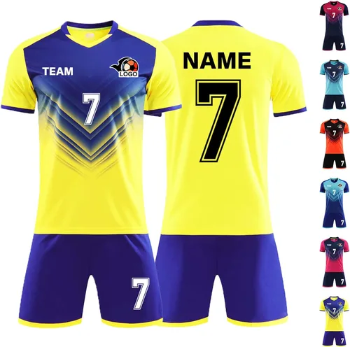 Vista 6 de LAIFU Camiseta de Fútbol Personalizada para Adultos y Niños - Camiseta de Fútbol Personalizada con Nombre, Número y Logo