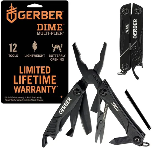 Vista 11 de Gerber Gear Dime Mini EDC multiherramienta 12 en 1, alicates de punta de aguja, cuchillo de bolsillo, llavero, abrebotellas, equipo y equipo EDC