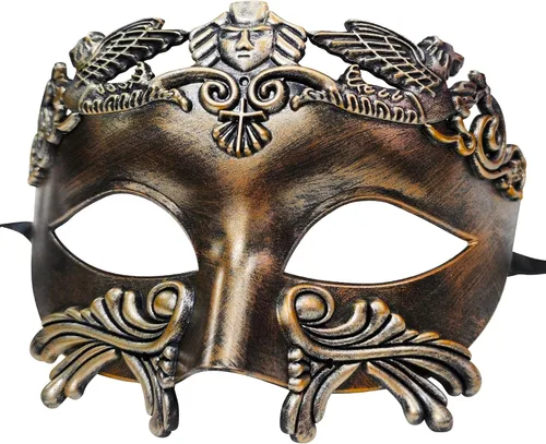 Vista 7 de Máscara de mascarada, máscara de plástico griego romano para fiesta de Halloween
