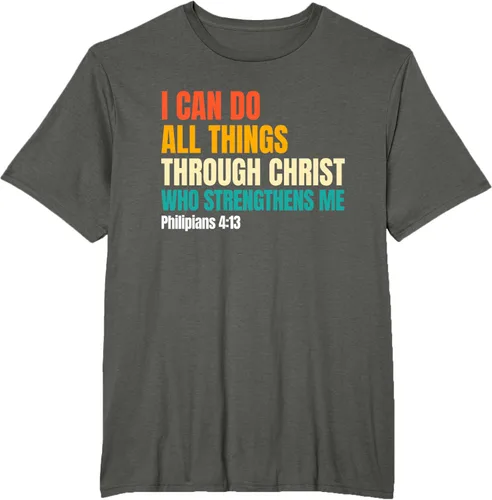 Vista 5 de I Can Do All Things Through Christ Christian Faith Camiseta, Negro, S
