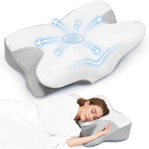 Vista 9 de Pro Sleep - Almohada cervical para aliviar el dolor, almohada ergonómica de espuma viscoelástica para dormir de lado y espalda, almohada ortopédica