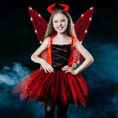 Vista 5 de quescu Alas de hadas iluminadas para adultos, alas de mariposa LED para niñas y mujeres, disfraz de Halloween, regalos para niños