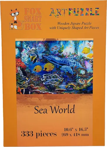 Vista 8 de Paquete de madera para adultos, piezas de forma única, fabricado en los Estados Unidos por FoxSmartBox - 333 piezas - Sea World
