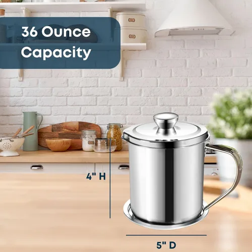 Vista 2 de Cocina Acero Inoxidable Almacenamiento de Aceite Guardián Freidora Amigo