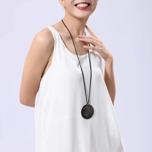 Vista 5 de COOSTUFF ANNA- Collar con dije para mujer, joyería de madera hecha a mano, collar largo para mujer
