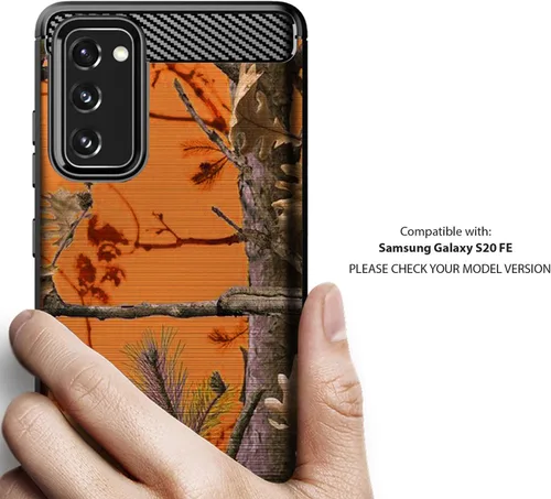 Vista 2 de CasesOnDeck - Funda de camuflaje compatible con Samsung Galaxy S20 FE (2020) / S20 FE 5G, textura de fibra de carbono, delgada, mate, con diseño