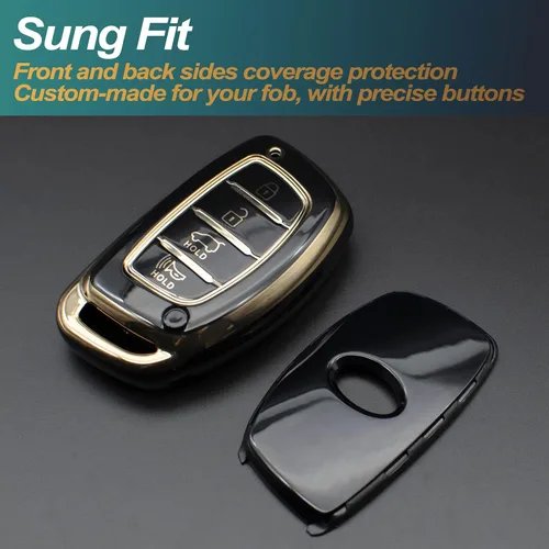 Vista 3 de FEYOUN - Funda de poliuretano termoplástico con 4 botones inteligentes para la llave a control remoto del automóvil; funda compatible