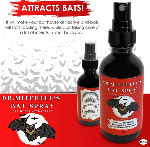 Vista 2 de Dr. Mitchell's - Espray para murciélagos, señuelo atractivo para casas de murciélagos, botella de 2 onzas, fórmula de feromonas totalmente natural