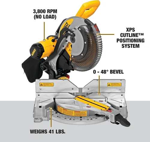 Vista 17 de DEWALT Sierra ingletadora, 12 pulgadas, doble bisel, compuesto, línea de corte XPS, 15 amperios (DWS716XPS)