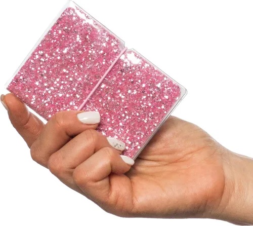Vista 3 de Soporte para tarjetas de crédito para mujeres, soporte para cupones de tarjetas de fidelidad y organizador con 32 ranuras para tarjetas, Rosa