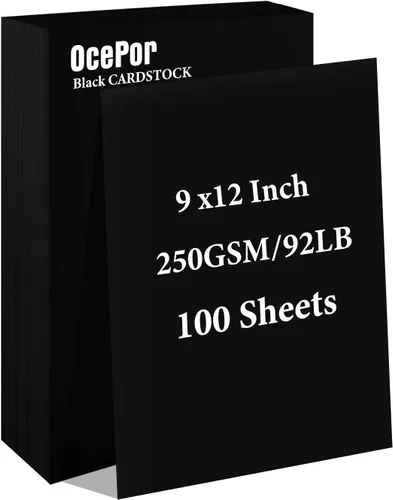 Vista 11 de OcePor 100 hojas de cartulina negra de 8.5 x 11 pulgadas, cartulina negra de 92 libras/250gsm, papel grueso de cartulina, papel pesado de cartulina
