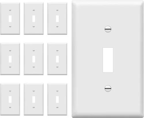 Vista 30 de ENERLITES - Placa de pared con interruptor de palanca sin tornillos, cubierta de interruptor de luz segura para niños, tamaño estándar de 1 gancho