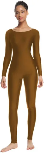 Vista 3 de OVIGILY Traje de baile unitardo de manga larga para mujer, traje de cuerpo completo de elastano