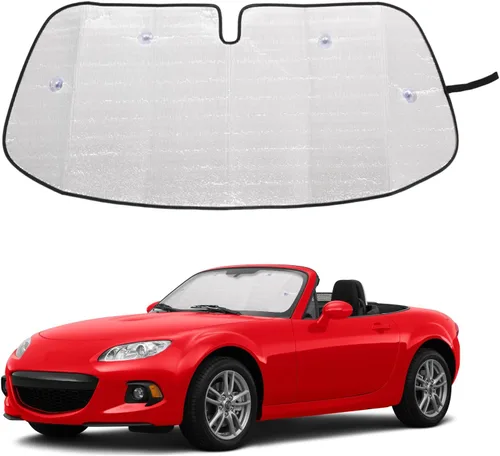 Vista 10 de Parasol para parabrisas para Mazda MX-5 Miata 2009-2015, parasol plegable y reflectante, protector solar personalizado, bloqueador UV, protector