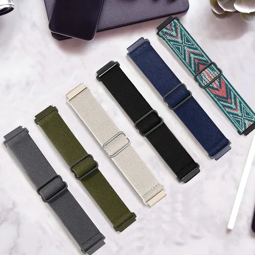 Vista 2 de Paquete de 6 correas elásticas de nailon compatibles con Amazfit Active 2/Active 3 Premium/GTS/ 2/2 mini/ 2e/GTS 3/GTS 4/mini/GTR mini, correas